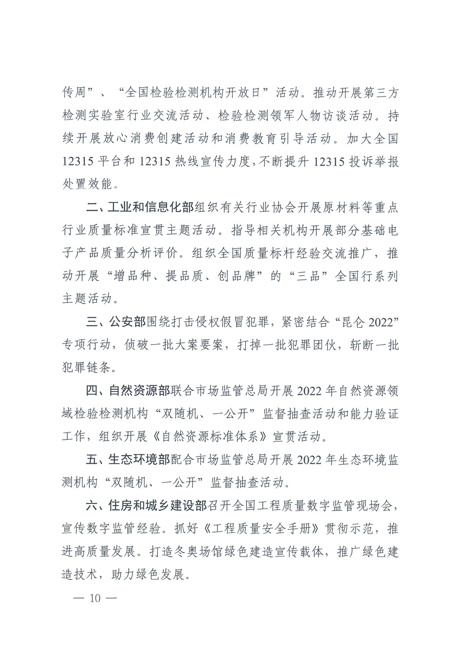 市場監(jiān)管總局等21個部委（部門）發(fā)文部署開展2022年全國&ldquo;質量月&rdquo;活動（國市監(jiān)質發(fā)〔2022〕76號）